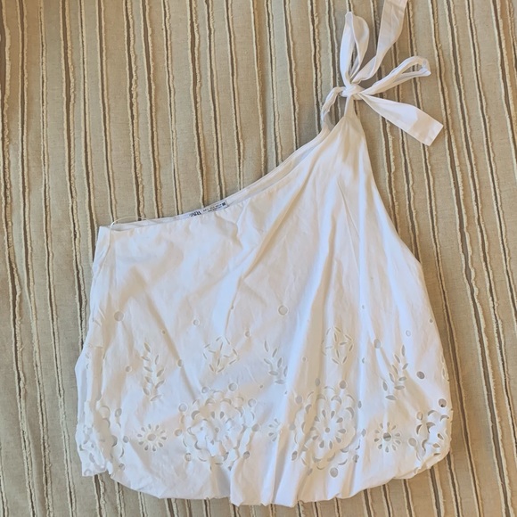 Zara white one shoulder top - Picture 1 of 3